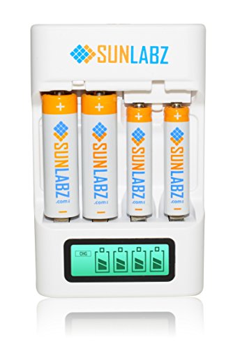 SunLabz® 4 Bay/Slot Smart Battery Charger for AA AAA NiCd NiHM Rechargeable Batteries