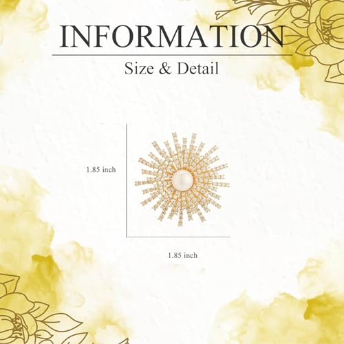 Image of Fashion Flower Brooches for Women Rhinestone Flower Brooches Pins 18k Gold Plated Lapel Pins Jewelry for Girlfriend Wife