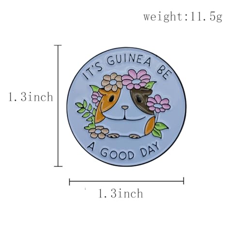 Image of Cute Guinea Pig Enamel Pin, IT'S GUINEA BE A GOOD DAY Pun, Funny Lapel Pin Badge Brooch for Clothes Backpack, Hat