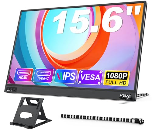MAGICRAVEN Portable Monitor 15,6 Zoll Tragbarer Monitor 1080P FHD Laptop Bildschirm Erweiterung Monitore IPS Screen, Plug und Play Zweit Mobiler Bildschirm für Laptop/PC/Telefone/PS45 mit Ständer