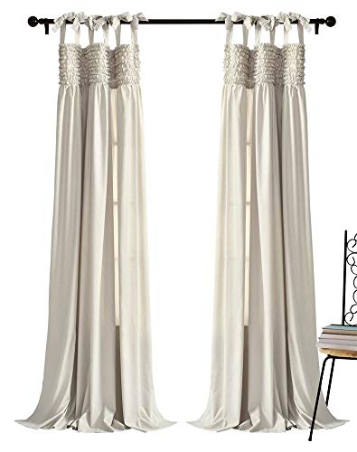 Lush Decor, Tende Lydia neutre con volant per finestra, set per soggiorno, sala da pranzo, camera da letto (coppia), 213,4 x 40 L