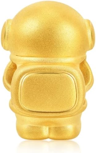 Miniatura 5 de CHOW SANG SANG 999 Pulsera de oro macizo de 24 quilates con dije de astronauta para mujeres y hombres 91588C, Metal, No es una piedra preciosa