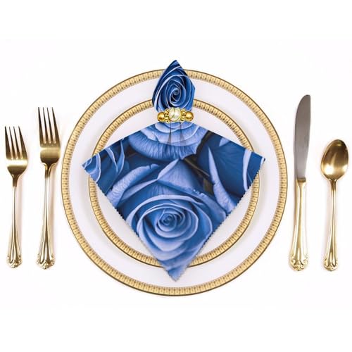 Servilleta de Tela Azul con Floral 47.5x47.5 cm miniatura 3