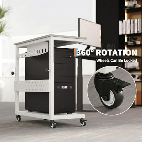 Soporte para Torre de Computadora Ajustable con Ruedas y Gestión de Cables, Blanco miniatura 4