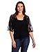 Star Vixen Women's Plus-Size 3/4 Sleeve Lace Tie Front Shrug Sweater, Black, 1X
