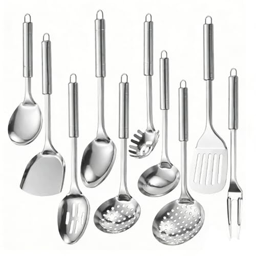 Xtrillogen 10 STKS RVS Keukengerei Set, Kookgerei Set, Roestvrij Staal Gebruiksvoorwerp Set, Home Essentials Keuken Accessoires, Kookgerei Metalen Gebruiksvoorwerp Set voor Vaatwasser Safe
