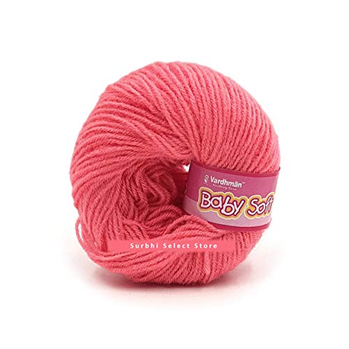 Image of Vardhman BabySoft Knitting Yarn | 100% Acrylic Wool | 4 Ply | Thin Knitting & Crocheting Hook Thread & Lightweight | Special Baby Wool | 150 Grams (6 Balls of 25g) | Machine Washable | Ideal for Blankets, Hats, Booties Ultra-Soft for Baby Sweaters, Blankets, Caps, Socks, Soft toys, Art & craft | Available in multicolors - (BBL010- Watermelon Pink)
