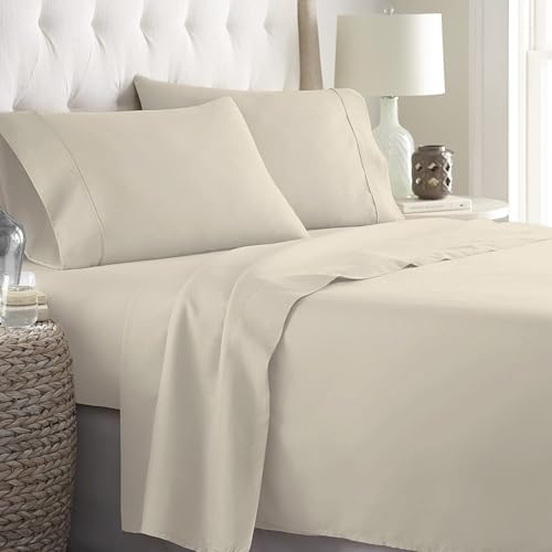 Image of Flat Bed Sheet with 2 Pillow Covers 600 Thread Count 100% Egyptian Cotton Bedsheet Super King Size Ivory