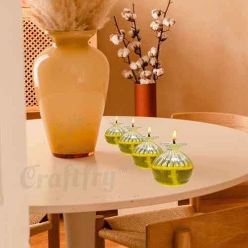 Image of Glass Fancy Udupi Nanda Table Diya | Akhand Glass Diya | Chambu Diya for Puja Room, Temple Home Office Festive Decor (Pack of 2)
