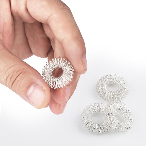 4 Stück Igelball Massage + 8 Stk Akupressur Ring Finger, Skills Borderline Set, Magnetic Acupressure Balls, Magnetische Spiked Massage Ball, Igelbälle Massageringe für Stress Relief
