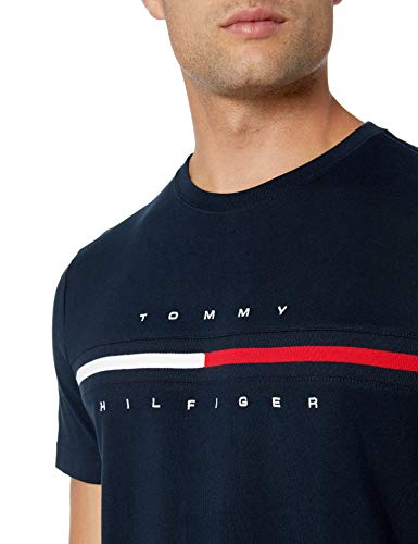 Tommy Hilfiger Men's Short Sleeve Logo T-Shirt,Sky Captin,XL