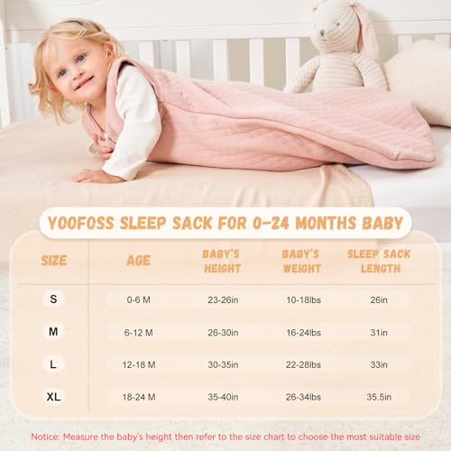Image of Yoofoss Baby Sleep Sack 6-12 Months TOG 2.5 Winter Baby Wearable Blanket, 100% Organic Cotton Infant Sleeping Sack 2-Way Zipper Warm Quilted Sleep Sack