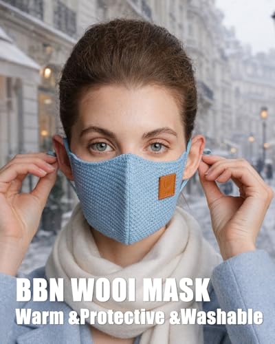 Image of BBN Warm Wool Face Mask: Adjustable Washable Cover - Reusable Windproof Protection for Winter Commuting Outdoors