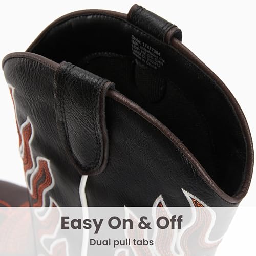 PATPAT Boys Cowboy Boots, Square Toe Mid Calf Embroidered Cowboy Boots for Toddler/Little Kid/Big Kid Western Riding Shoes2