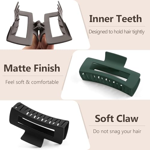 Image of ANNA CREATIONS 8 Pcs Korean Fashion Matte Hair Claw Clips Strong Hold Clutcher for Thick & Thin Hair Accessories Clutches for Women & Girls