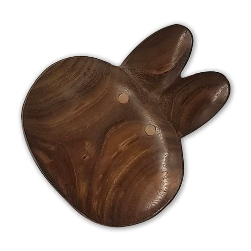 Image of Wooden Platters| Rosewood Serving Platter with Smooth Surface| Handcrafted Decorative Trays for Serving Snacks Fruits Desserts| Bunny Shape Appetizer Plate