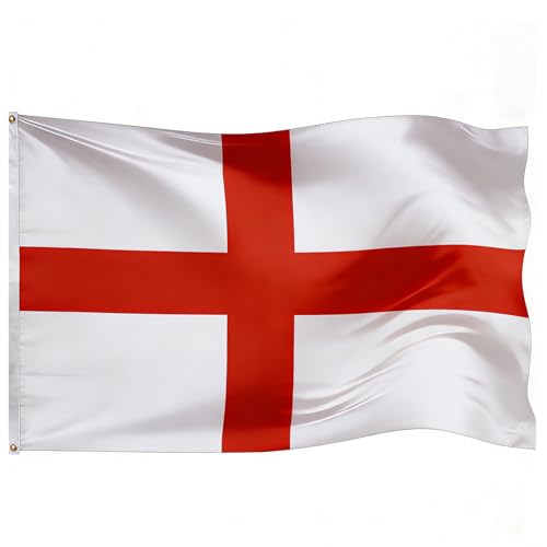 HOMAVEL England Flag 5x3ft - Large St Georges Cross English National Flag with 2 Brass Eyelets - Polyester Flag for Outdoor Use World Cup 2026 St Georges Day Football Rugby Garden & Street Party