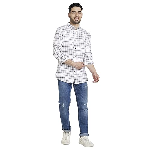 Image of Spykar Men's Regular Fit N /A Full Sleeve Checked Casual Shirts