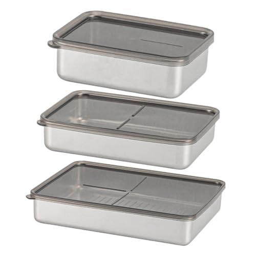 GRADENEVE Contenedor De Alimentos De Acero Inoxidable Con Tapa Transparente Para Refrigerador Caja De Almacenamiento y Capacidad 400ml 800ml 2000ml Ideal Para Frutas