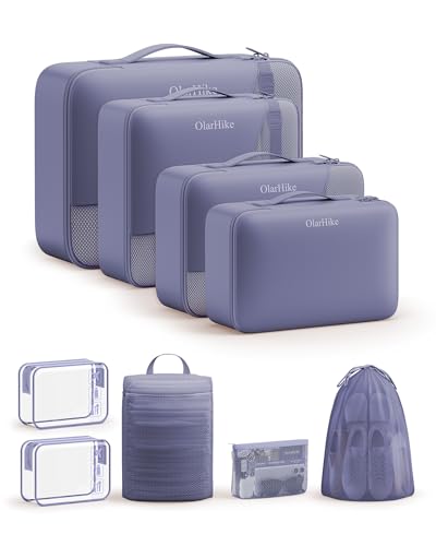 Image of OlarHike 9 Set Packing Cubes for Travel,Gifts for Women Mom,Anti-Tearing Suitcase Organizer,with Over 1000 pcs Mesh Holes,Vacation Essentials & Accessories for Cruise Ship