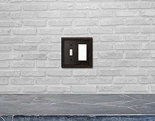 Image of Henne Bery Sunken Pearls Heavy Duty Decorative Wall Plate Switch Plate Outlet Cover (Toggle /Decorator, Aged Bronze)