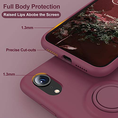 Havva For Iphone Xr Case, [Silicone And Ring Kickstand Series] [Soft Anti-Scratch Microfiber Lining], Full Body Protective Bumper Case For Iphone Xr Women Girls, Winered #TOP5