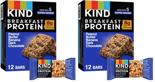 KIND Breakfast Protein Bars, Peanut Butter Banana Dark Chocolate, Healthy Snacks, Gluten Free, 8g Protein, 6 Count (Pack of 2)