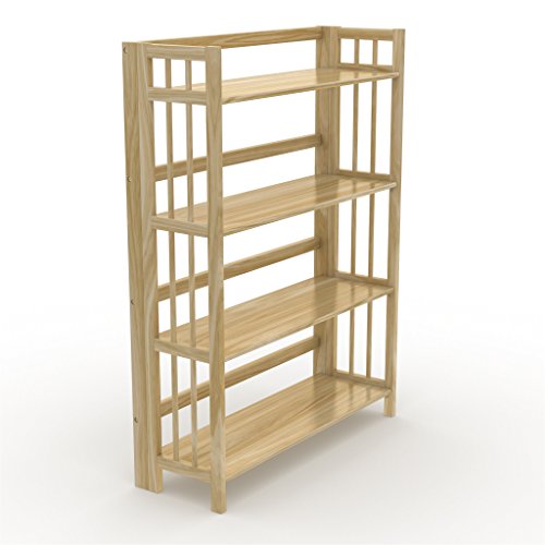 Stony-Edge Folding Bookcase, Easy Assembly Bookshelf for Home Office Storage. 32” Natural - Thumbnail 6