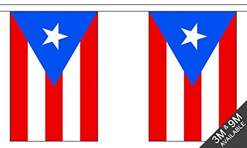 Flagtex Puerto Rico Fabric Bunting – 3m with 10 Flags – Fabric for Indoor & Outdoor Use – String Flags Banners Puerto Rican Caribbean US Territory Island — image 1