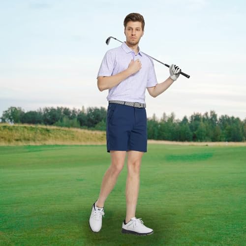 Image of M MAELREG Mens Golf Shirt Short Sleeve Dry Fit Print Moisture Wicking Performance Patterns Collared Polo Shirt