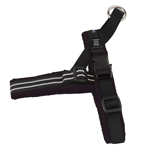 ComfortFlex XXS Dog Harness -Made in The USA, Fully Padded, Reflective, Adjustable, Lightweight No-Choke, No Pull, Non-Chafing Design for XXSmall Dogs, Enhanced Control, XXSmall, Raven Black
