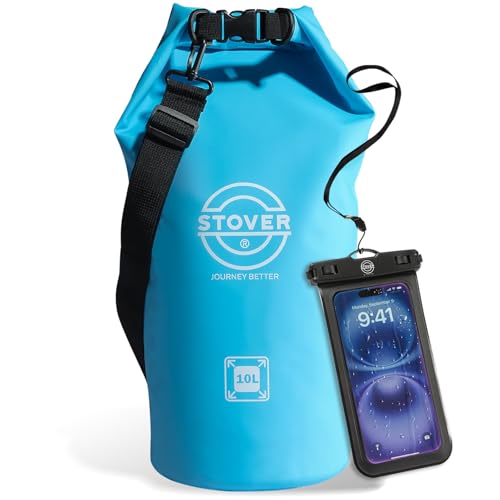 Image of STOVER 5 /10 /25 /30 /40L Waterproof Dry Bag, Medium Lightweight Roll Top Dry Bag Backpack w /Waterproof Phone Case, Kayaking, Travel, Hiking, Fishing, Tubing, Camping, the Beach, Men /Women (Blue)