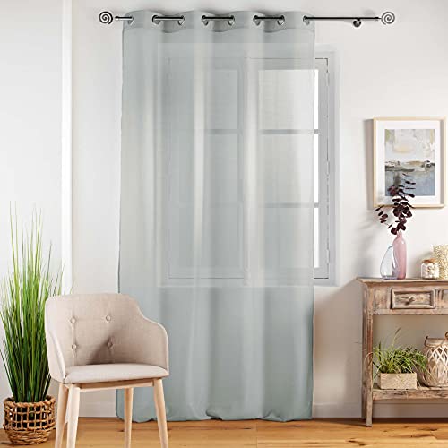 Douceur d'Intérieur Eyelet Curtain 140 x 240 cm Grey, W 55.1" x L 94.5" (1 Panels) - Image 2