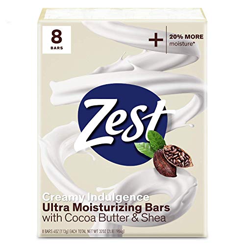 Zest Bar Soap – 8 Bars – Enriched With Cocoa Butter And Shea for Ultra Moisturizing Cleansing – Leaves Your Body Feeling Silky Smooth And Deeply Moisturized