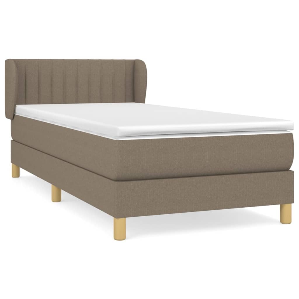 Tkanina z regulowanym zagłówkiem Sprężynowy kieszeniowy Taupe 100x200 cm | Łóżko kontynentalne z materacem sprężynowym taupe 100x200 cm tkanina z zagłówkiem