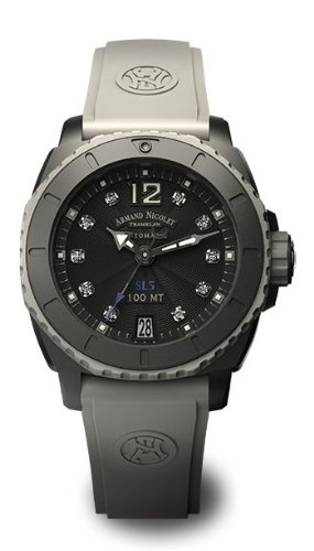 Armand NicoletWomen's 9613N-GR-G9615B SL5 Sporty Automatic D.L.C. Black Stainless Steel With Diamonds Watch