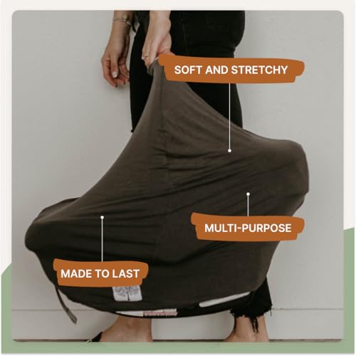 Image of Parker Baby 4 in 1 Car Seat Cover for Girls and Boys - Stretchy Carseat Canopy, Nursing Cover, Grocery Cart Cover, High Chair Cover - Gray