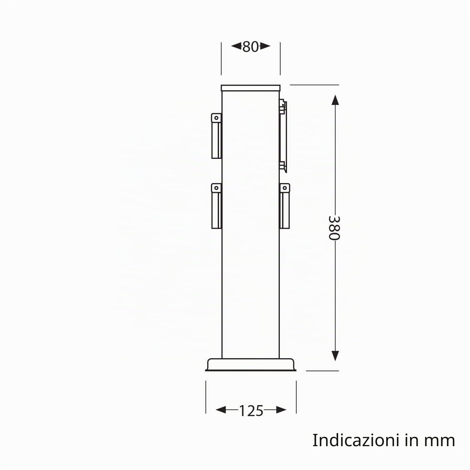 ledscom.de 2 colonnine elettriche da giardino POLLY per esterni, IP44, timer, a 3 prese, acciaio inossidabile, antracite, squadrate, 40 cm