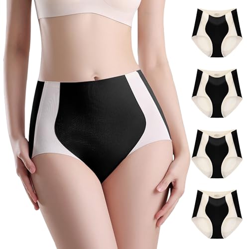 Lot de 4 sous-vêtements taille haute femme sans couture gainant et invisible
