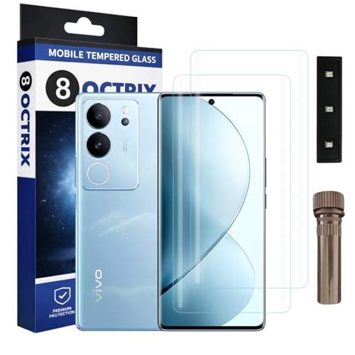 Image of Curved UV Tempered Glass Screen Protector for Vivo V29 / Vivo V29 Pro | Transparent | Pack of 2 | Full Screen Coverage with UV Installation Kit