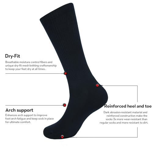 Image of 3 Pack Cotton Crew Socks for Womens Lightweight Casual Wear Business Socks, 6 to 9(WS1002-2B1G-3PK-6TO9)