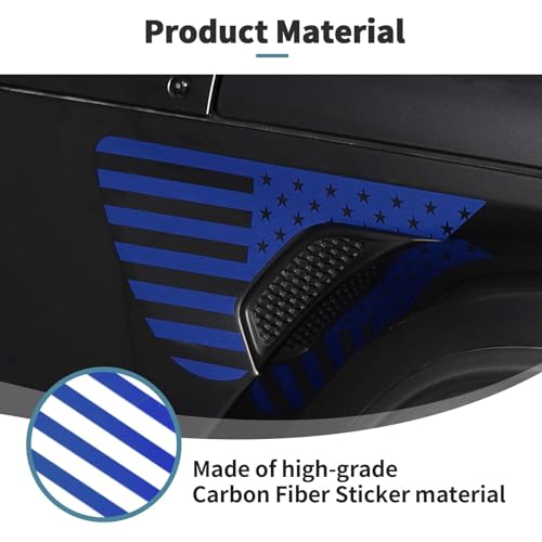 Image of Side Fender Vent Sticker US Flag Decals Vinyl Sticker Compatible with Jeep Wrangler JL JLU Gladiator JT 4xe 2025-2018 2pcs Blue
