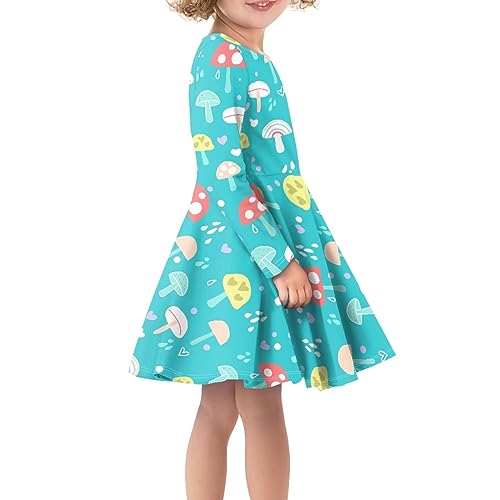 Kids Cute Clothes Girls Twirly Swing Dress Long Sleeve Crew Neck Fall Clothes School Casual4