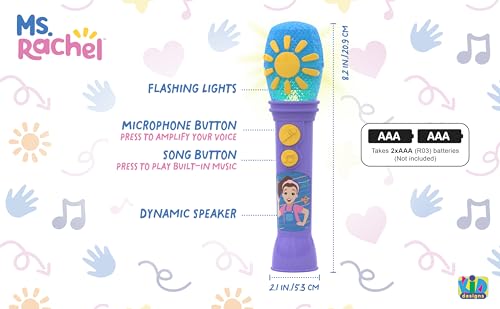 Image of eKids Ms Rachel Toy Microphone for Kids, Includes Built-in Music and Lights, Toddler Toys (Purple)