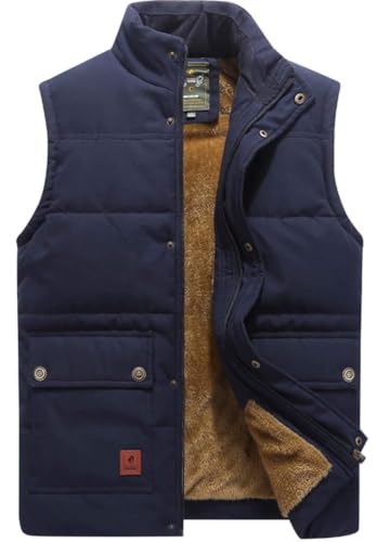Image of VtuAOL Men's Outerwear Vest for Men Winter Puffer Vests Fleece Lined Outdoor Warm Sleeveless Jackets