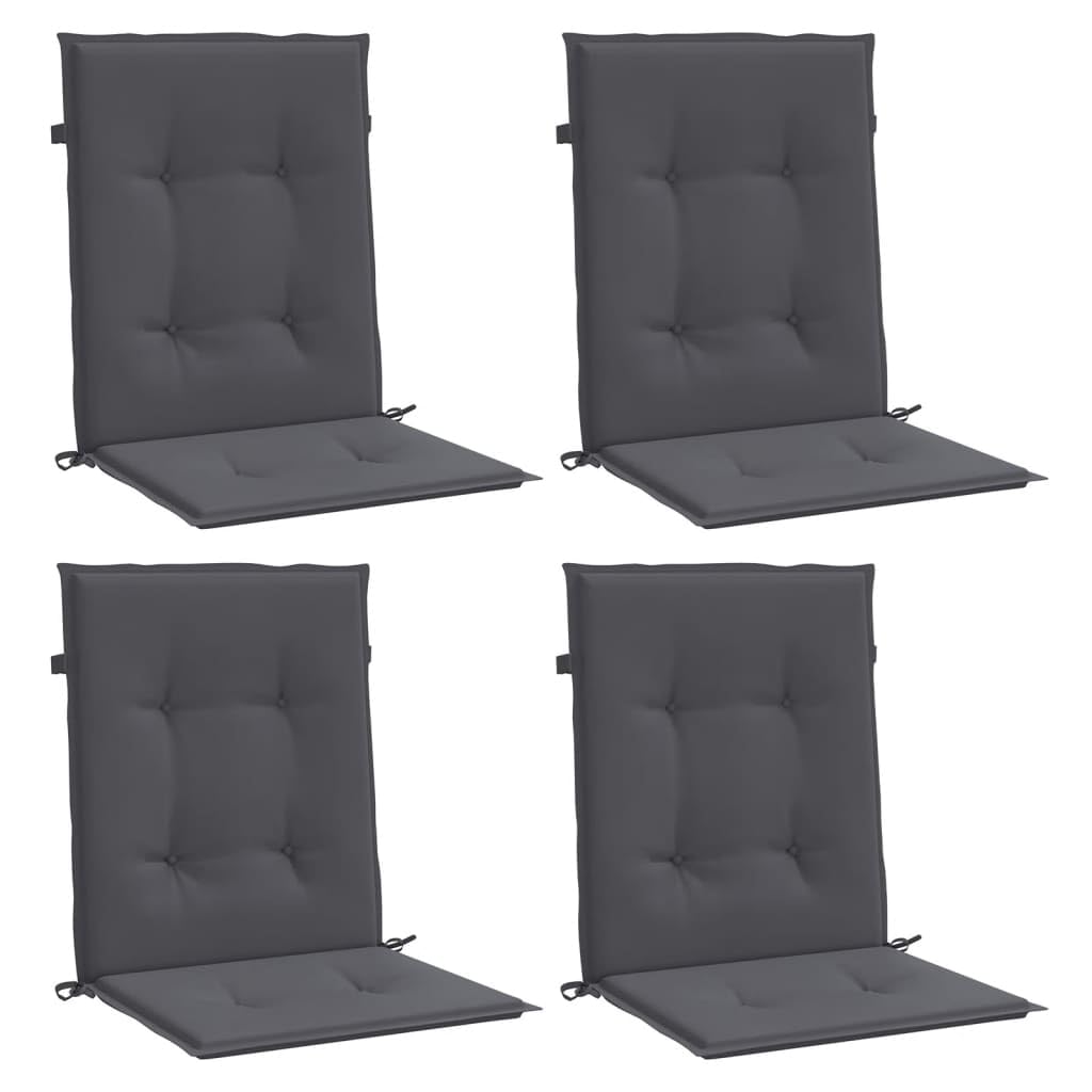 Coussins de chaise de jardin dossier bas anthracite lot de 4 contre les assises rigides