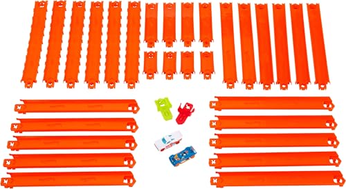 Image of Bundle of Hot Wheels Stunt Track Mid-Air Crash, Motorized Booster + Hot Wheels Track Creator Deluxe Pack, 25 Feet of Different Length Speed Snap Track & Connectors (Amazon Exclusive)