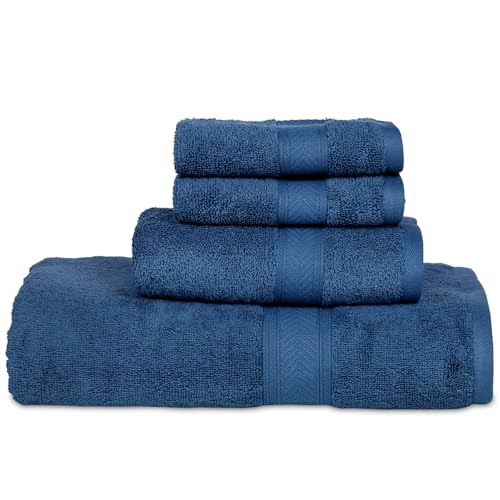 Casa Lino 100% Cotton Towel Set of 4, Bath Towel, Hand Towel & Washcloth