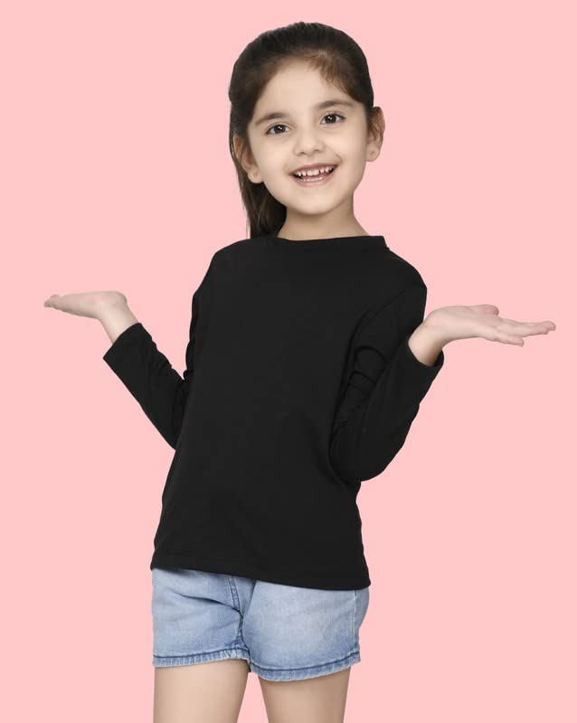 Image of Nusyl Girls Full Sleeves T-Shirt for Kids | Cute Printed Casual Wear | Soft Cotton Blend | Comfortable Regular Fit | 2-16 Years | Multiple Colors