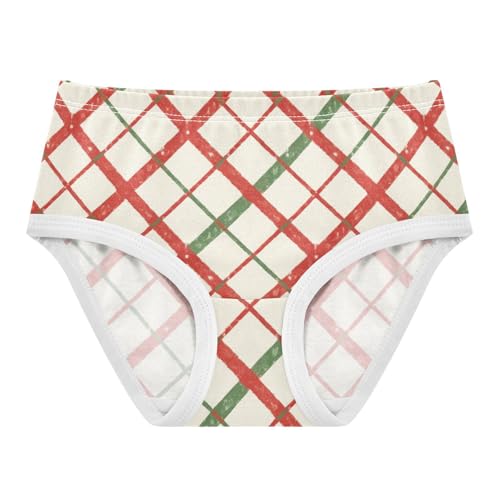 Girls' Panties Comfort Color for Kids Red Green Plaid in Sizes 2T,3T, 4T, 5T, 6Y and 8Y